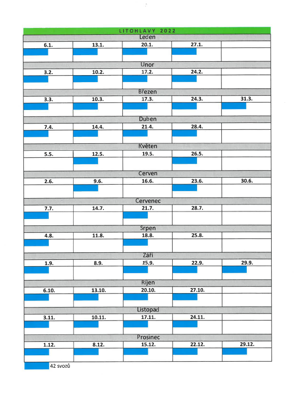 Rozpis svozů odpadu 2022